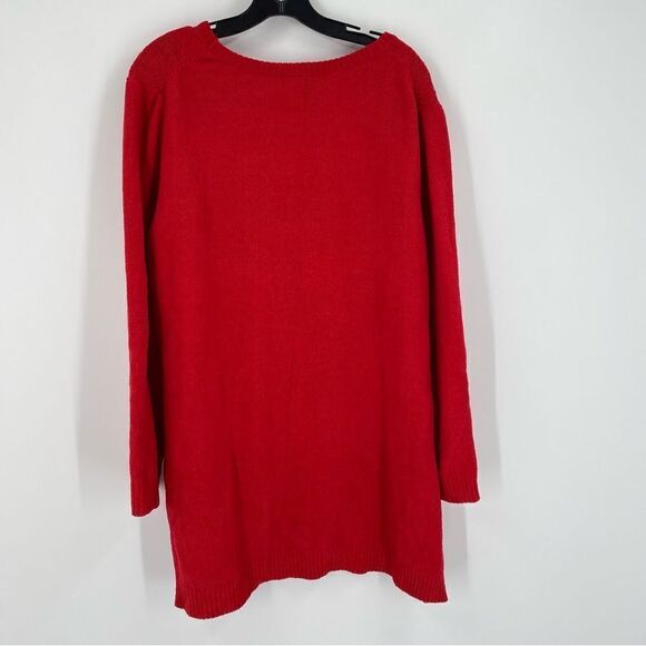 Basic Editions Women’s Red Cable Knit Sweater Tunic Size XXL - Picture 3 of 3